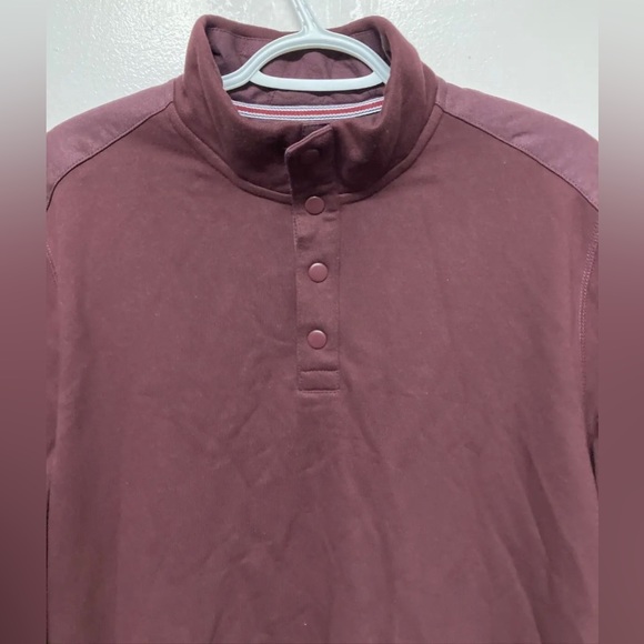 Flag & Anthem Mens Sweater Pullover Medium Maroon Snap Button Mid-Weight NWT - Picture 6 of 13